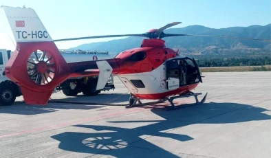 Tokat’ta doğuştan kalp rahatsızlığı olan yenidoğan bebek için ambulans helikopter havalandı